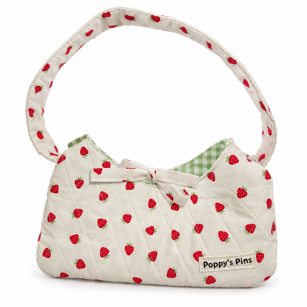 Strawberry Fields Quilted Handbag - Clean Background